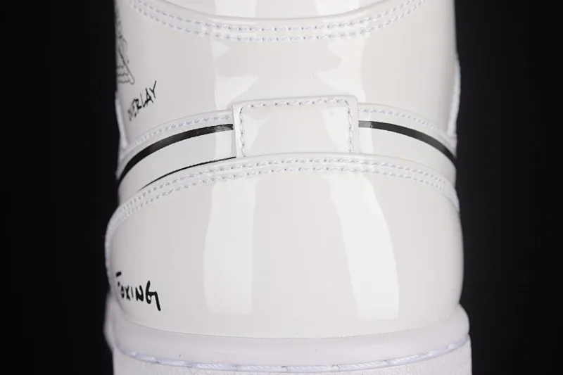 All Categories Air Jordan Jordan Series Basketball Shoes Air Jordan 1 Mid Air Jordan 1 Mid GS "Schematic" AJ1 Joe 1 White Graffiti Zhongbang Basketball Shoes DQ1864-100